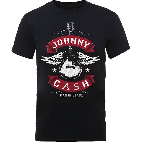 Johnny Cash Unisex T-Shirt: Winged Guitar - Johnny Cash - Fanituote - MERCHANDISE - 5055979995326 - torstai 23. tammikuuta 2020
