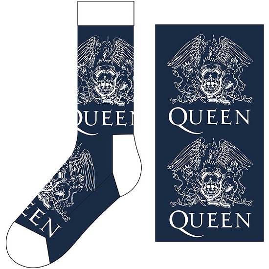 Cover for Queen · Queen Unisex Ankle Socks: White Crests (UK Size 7 - 11) (TØJ) [size M] [Blue - Unisex edition]