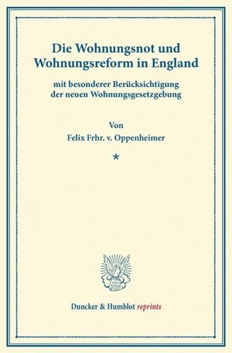 Cover for Oppenheimer · Die Wohnungsnot und Wohnung (Book) (2013)