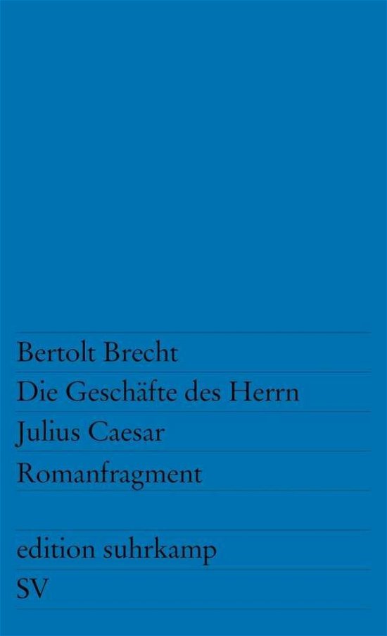 Cover for Bertolt Brecht · Edit.Suhrk.0332 Brecht.Geschäfte des (Book)