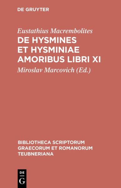 Cover for Eustathius Macrembolites · Eustathius Macrembolites:De Hysmines et (Bok) (2001)