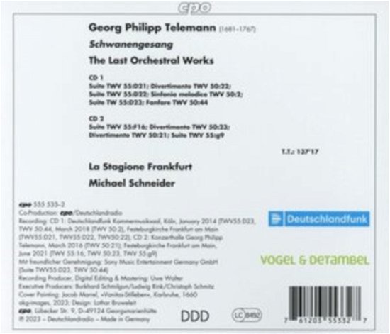 Cover for Stagione Frankfurt / Schneider · Georg Philipp Telemann: Schwanengesang - The Last Orchestral Works (CD) (2023)