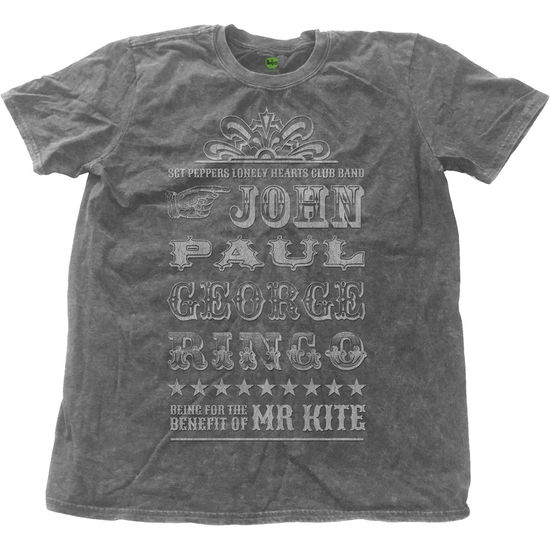 The Beatles · The Beatles Unisex T-Shirt: Mr Kite (Wash Collection) (T-shirt) [size M] [Grey - Unisex edition] (2017)