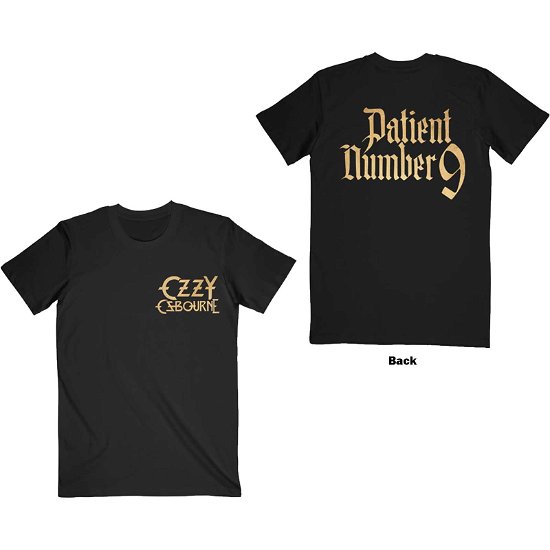Ozzy Osbourne Unisex T-Shirt: Patient No. 9 Gold Logo (Back Print) - Ozzy Osbourne - Merchandise -  - 5056561046327 - 