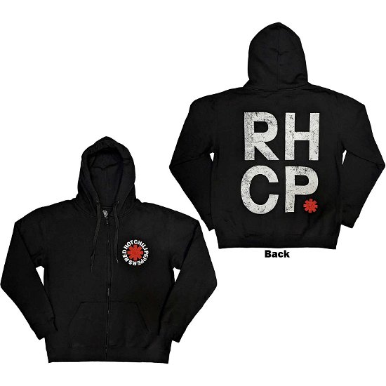Red Hot Chili Peppers Unisex Zipped Hoodie: Red Asterisk (Back Print) - Red Hot Chili Peppers - Gadżety -  - 5056737212327 - 