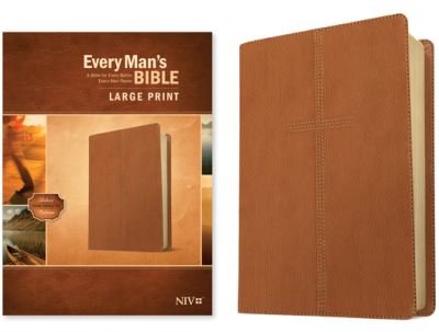 Cover for Tyndale House Publishers · Every Man's Bible Niv, Large Print (Leatherlike, Cross Saddle Tan) (Lederbuch) (2022)