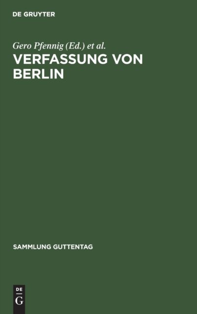 Cover for Verfassung von Berlin (Book) (1978)