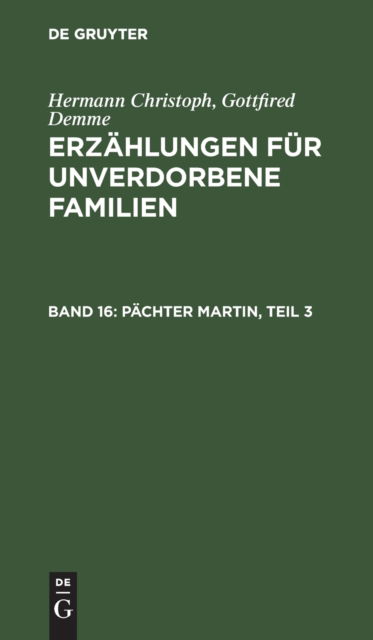 Cover for Hermann Christoph Gottfired Demme · Pchter Martin, Teil 3 (N/A) (1901)