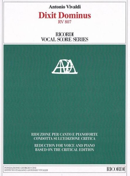 Dixit Dominus RV 807 - Antonio Vivaldi - Books - Ricordi BMG - 9788881920327 - 2018