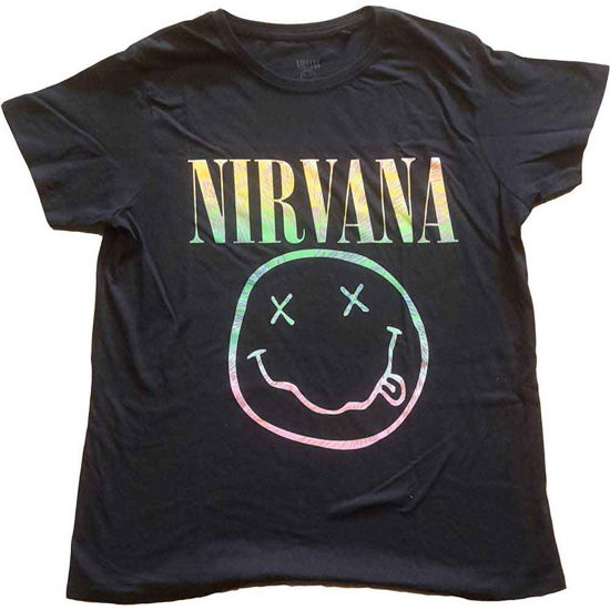 Nirvana Ladies T-Shirt: Sorbet Ray Happy Face (14) - Nirvana - Produtos -  - 5056561036328 - 