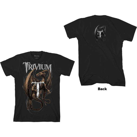 Trivium Unisex T-Shirt: Perched Dragon (Back Print) - Trivium - Produtos -  - 5056561052328 - 