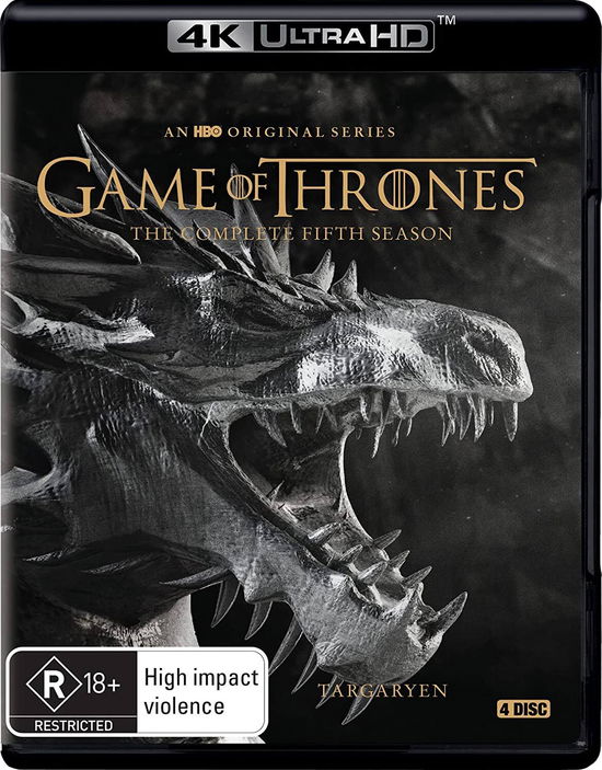 Game of Thrones: Season 5 (4k) (New Packaging) - Dinklage, Peter, Coster-waldau, Nikolaj, Headey, Lena, Clarke, Emilia, Harington, Kit, Gillen, Aidan, Dance, Charles, Dormer, Natalie, Dillane, Stephen, Cunningham, Liam, Mylod, Mark, Slovis, Michael, Sapochnik, Miguel, Podeswa, Jeremy, Nutter, David - Movies - HBO - 9398700005328 - October 5, 2022