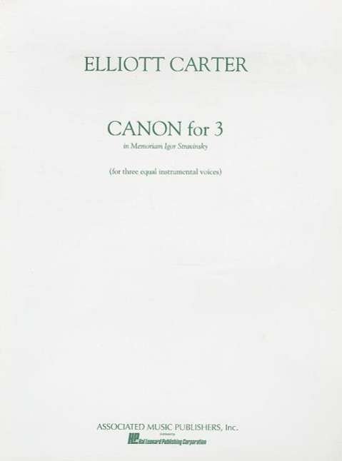 Cover for Carter Elliott · Canon for 3 in Memoriam of Igor Stravinsky (Paperback Bog) (1986)