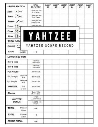 Cover for Bg Publishing · Yahtzee Score Record (Taschenbuch) (2018)