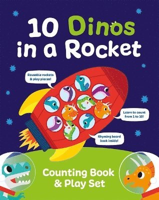 Cover for Robyn Gale · 10 Dinos in a Rocket - Counting Book &amp; Play Set (Board book) (2024)