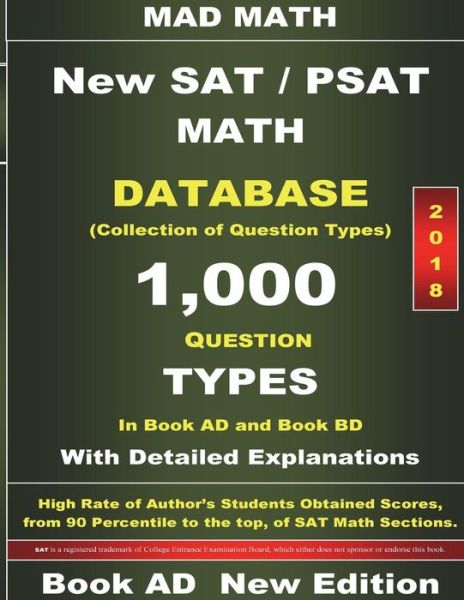 Cover for John Su · 2018 New SAT / PSAT Math Database Book Ad (Paperback Book) (2018)