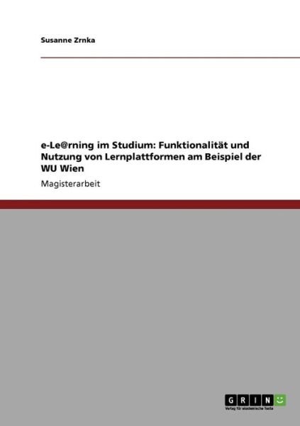 Cover for Zrnka · E-le@rning Im Studium: Funktional (Buch) [German edition] (2009)