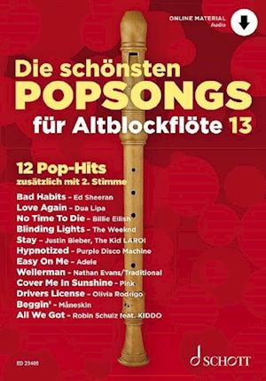 Cover for Schott Music · Die schönsten Popsongs für Alt-Blockflöte Band 13 (Pamphlet) (2022)