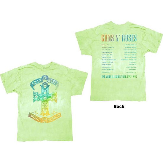 Guns N' Roses Unisex T-Shirt: Gradient Use Your Illusion Tour (Wash Collection & Back Print) - Guns N Roses - Merchandise -  - 5056561013329 - 