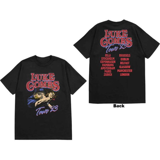 Luke Combs Unisex T-Shirt: Tour '23 Smashing Beer (Black) (Back Print & Ex-Tour) - Luke Combs - Produtos - - 5056737234329 - 13 de fevereiro de 2024