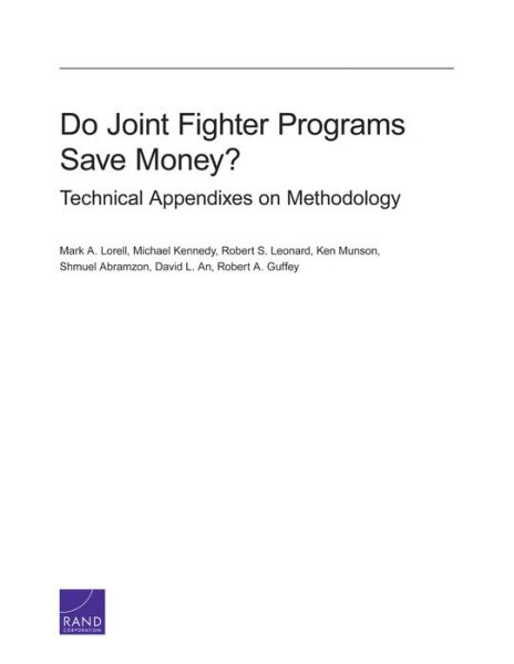 Cover for Mark A. Lorell · Do Joint Fighter Programs Save Money: Technical Appendixes on Methodology (Paperback Book) (2013)