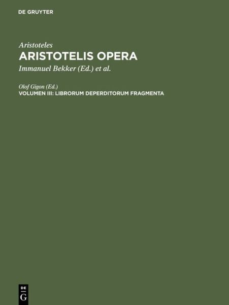 Cover for Olof Gigon · Librorum deperditorum fragmenta (Book) (1987)