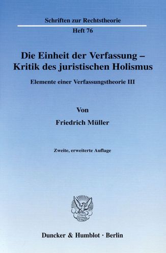 Cover for F. Müller · Einheit der Verfassung-Kritik (Book) (2007)