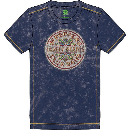 Cover for The Beatles · The Beatles Unisex T-Shirt: Sgt Pepper Drum Snow Wash (Wash Collection) (T-shirt) [size M] [Blue - Unisex edition]