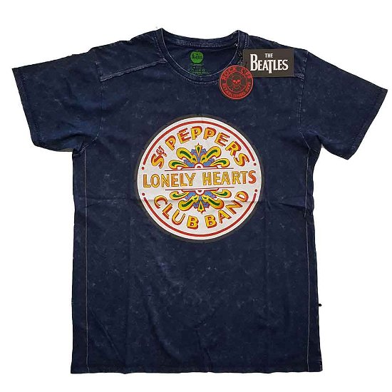Cover for The Beatles · The Beatles Unisex T-Shirt: Sgt Pepper Drum Snow Wash (Wash Collection) (T-shirt) [size M] [Blue - Unisex edition]