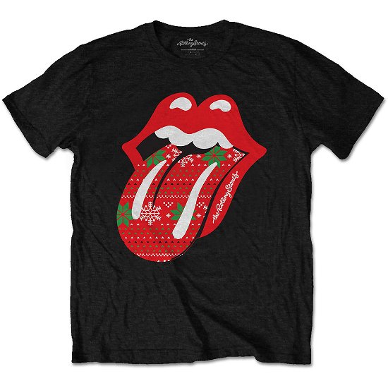 The Rolling Stones Unisex T-Shirt: Christmas Tongue - The Rolling Stones - Koopwaar -  - 5056368698330 - 