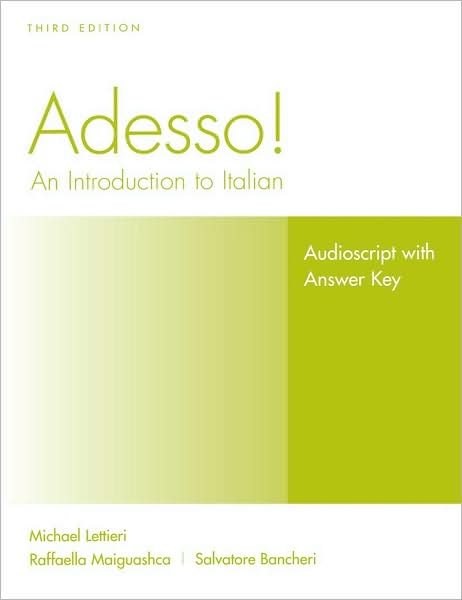 Cover for Marcel Danesi · Adesso!, Audioscript and Answer Key Student Solution Manual: an Introduction to Italian (Taschenbuch) (2008)