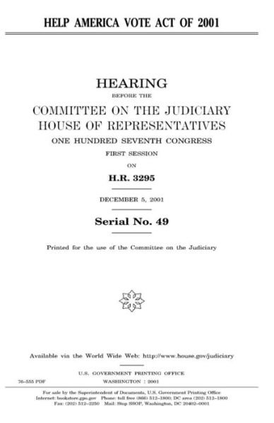 Cover for United States Congress · Help America Vote Act of 2001 (Paperback Book) (2018)