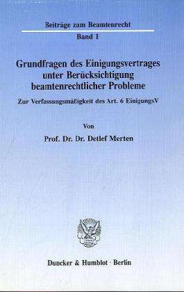 Cover for Merten · Grundfragen des Einigungsvertrag (Book) (1991)