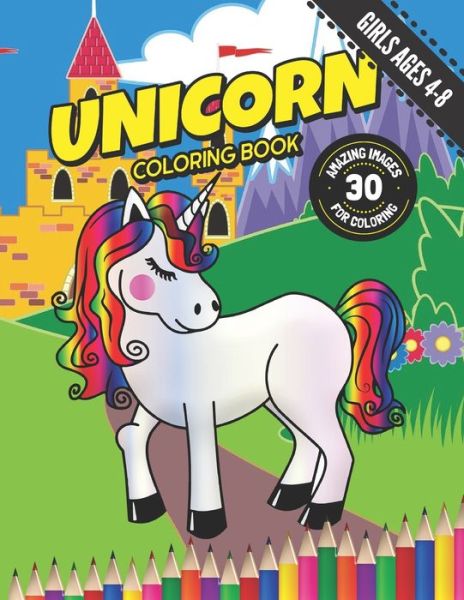 Cover for Rhu Creations · Unicorn Coloring Book for Girls Ages 4-8 (Paperback Book) (2020)