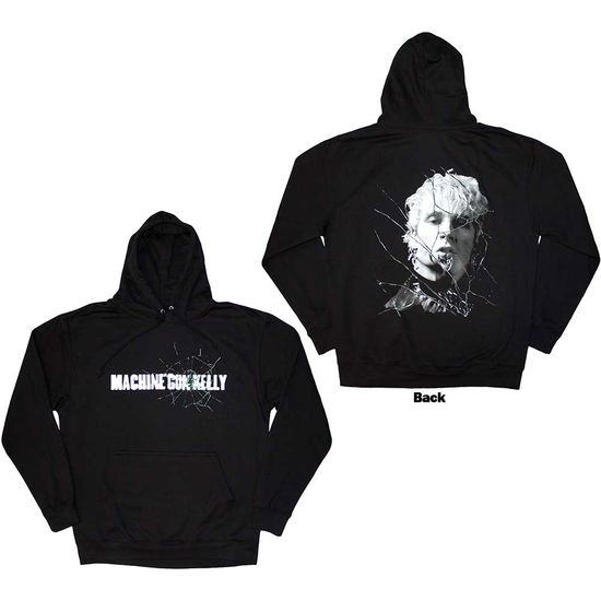 Cover for Machine Gun Kelly · Machine Gun Kelly Unisex Pullover Hoodie: Cracked Glass (Back Print) (Hoodie) [size M]