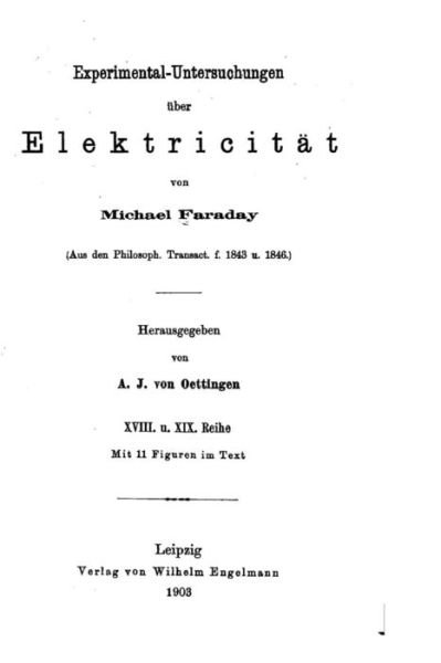 Cover for Michael Faraday · Experimental-untersuchungen uber Elektricitat (Paperback Bog) (2016)