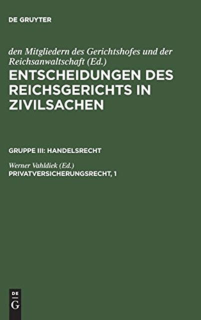 Cover for Werner Vahldiek · Vesicherungsvertragsgesetz (Book) (1953)