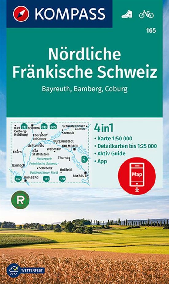 Cover for KOMPASS-Karten GmbH · KOMPASS Wanderkarte 165 Nördliche Fränkische Schweiz, Bayreuth, Bamberg, Coburg (Map) (2021)