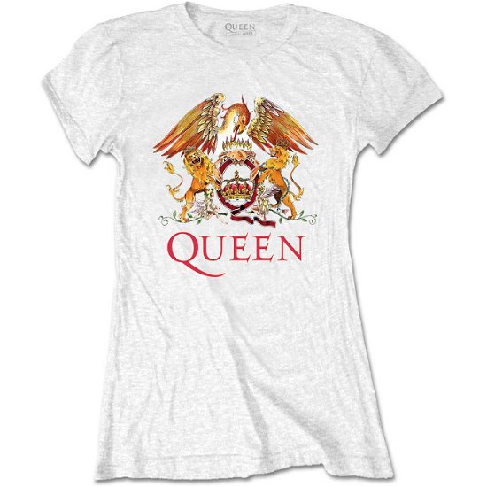 Cover for Queen · Queen Ladies T-Shirt: Classic Crest (T-shirt) [size L] [White - Ladies edition] (2019)