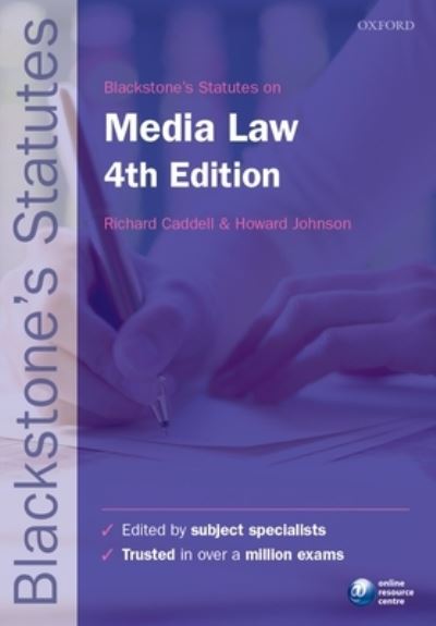 Cover for Howard Caddell · Blackstone's Statutes on Media Law - Blackstone's Statute Series (Paperback Book) [4 Revised edition] (2013)