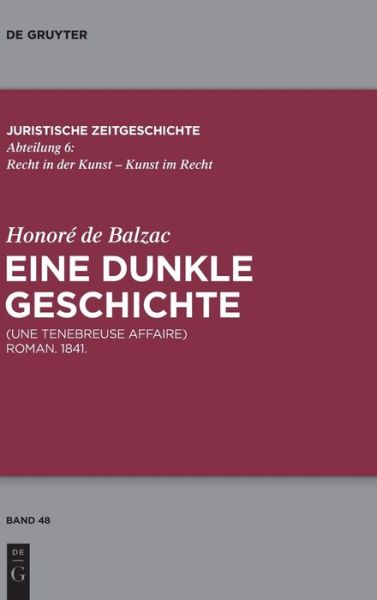 Cover for Honore de Balzac · Honore de Balzac, Eine Dunkle Geschichte (Gebundenes Buch) (2017)