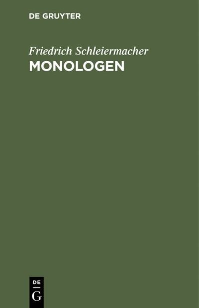 Cover for Friedrich Schleiermacher · Monologen (Hardcover Book) (1901)