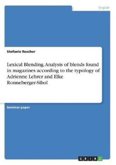 Cover for Rescher · Lexical Blending. Analysis of b (Bog)