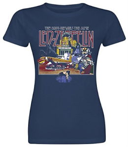 Cover for Led Zeppelin · Song Remains the Same Girlie Navy Blue T-shirt (T-shirt) [size XL] (2017)