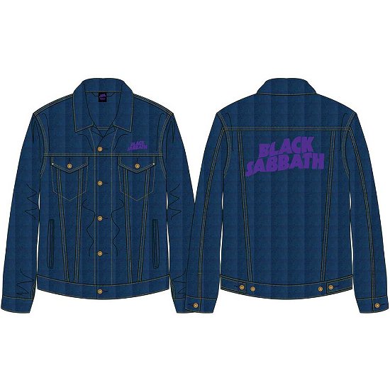 Black Sabbath Unisex Denim Jacket: Wavy Logo (Back Print) - Black Sabbath - Koopwaar -  - 5056561014333 - 