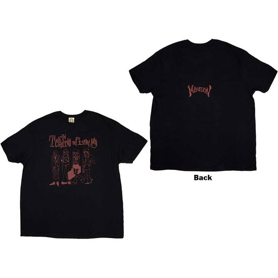 Maneskin Unisex T-Shirt: Teatro d'ira Doodles (Black) (Back Print & Ex-Tour) - Måneskin - Merchandise - - 5056737238334 - February 21, 2024