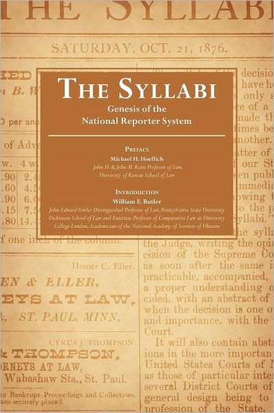 Cover for William E Butler · The Syllabi: Genesis of the National Reporter System (Hardcover Book) (2011)