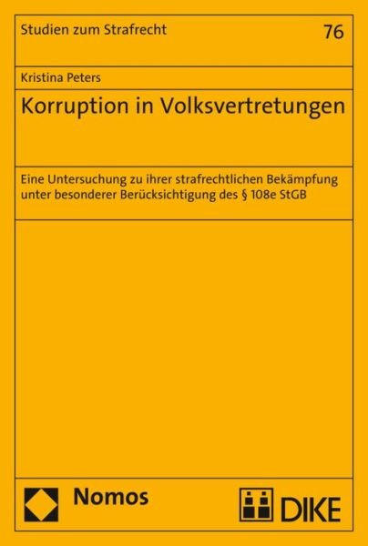 Cover for Peters · Korruption in Volksvertretungen (Buch) (2017)