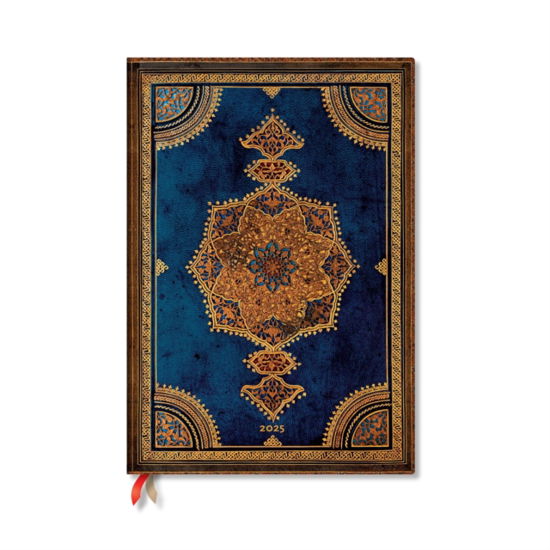 Safavid Indigo (Safavid Binding Art) Grande 12-month Vertical Hardback Dayplanner 2025 (Elastic Band Closure) - Safavid Binding Art - Paperblanks - Libros - Little, Brown Book Group - 9781408758335 - 16 de julio de 2024