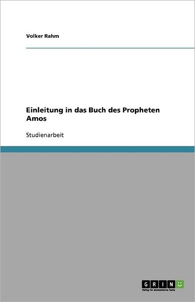 Cover for Rahm · Einleitung in das Buch des Prophet (Book) [German edition] (2011)